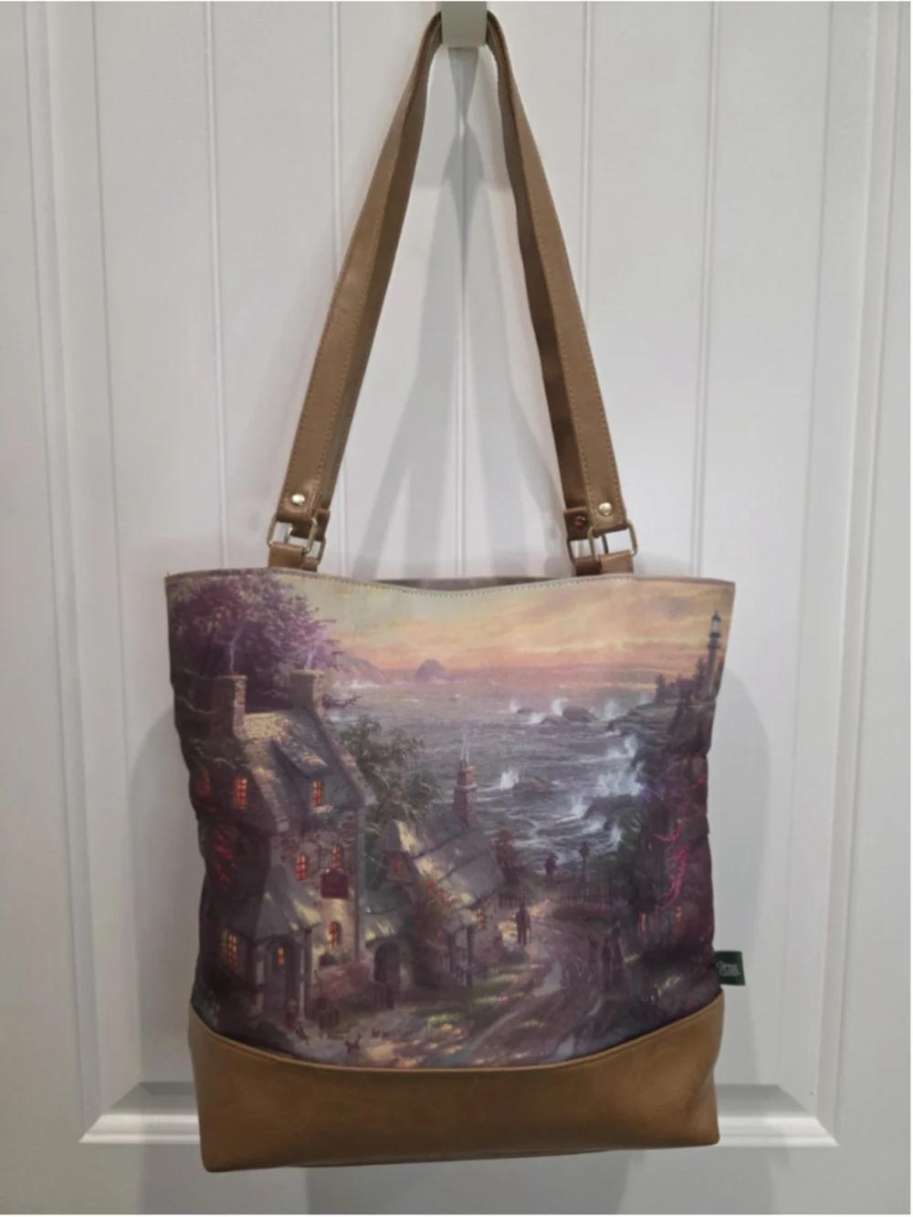 Thomas Kinkade Gregg Gifts Lighthouse Coastal Cottage Tote Bag Purse Art Print
